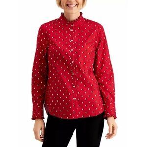 Charter Club Printed Ruffle-Trim Top